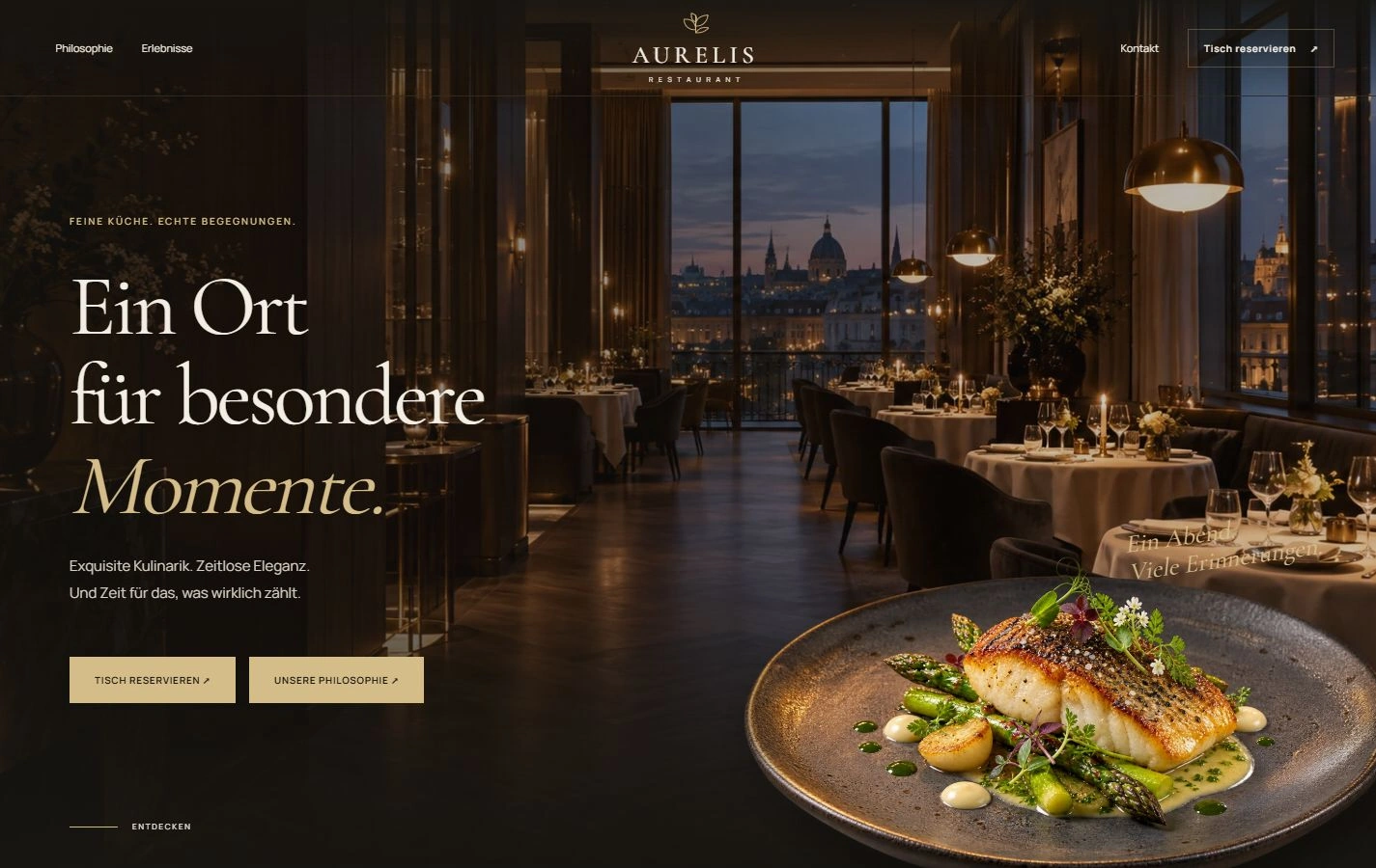 Gastronomie-Demo mit vollständigem Menü und Hero